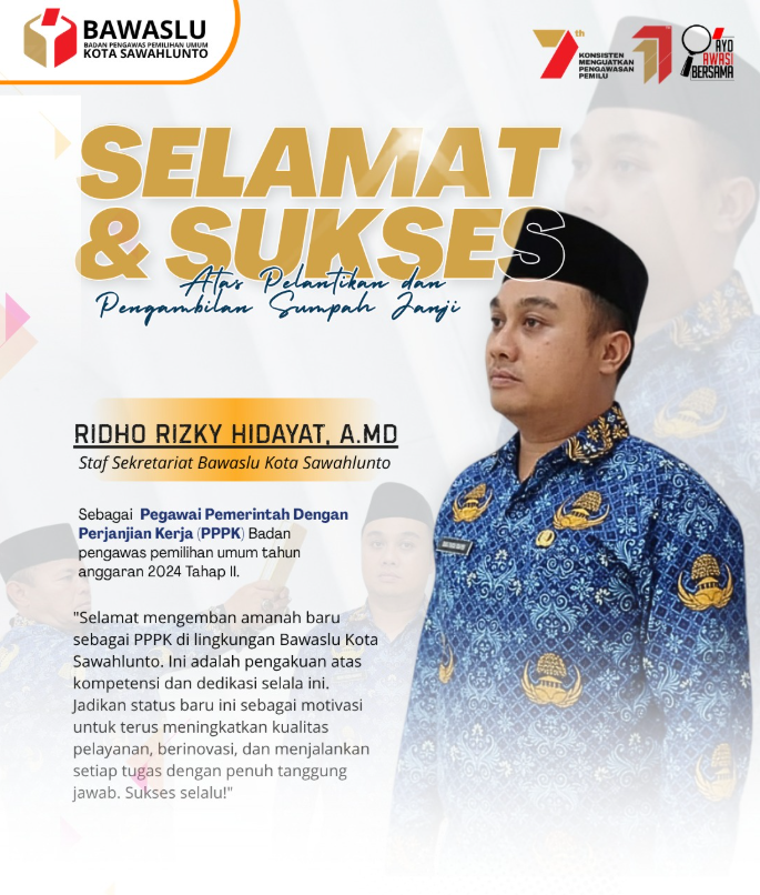 Selamat & Sukses Ridho Rizky Hidayat, A.Md