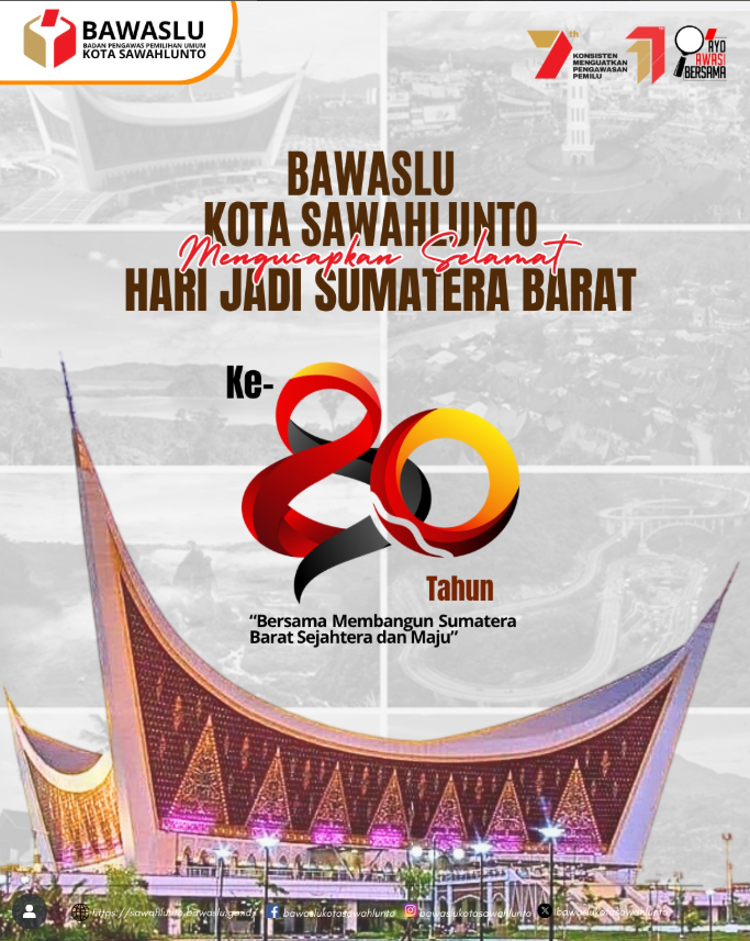 Ucapan Selamat memperingati hari jadi Sumatera Barat ke-80